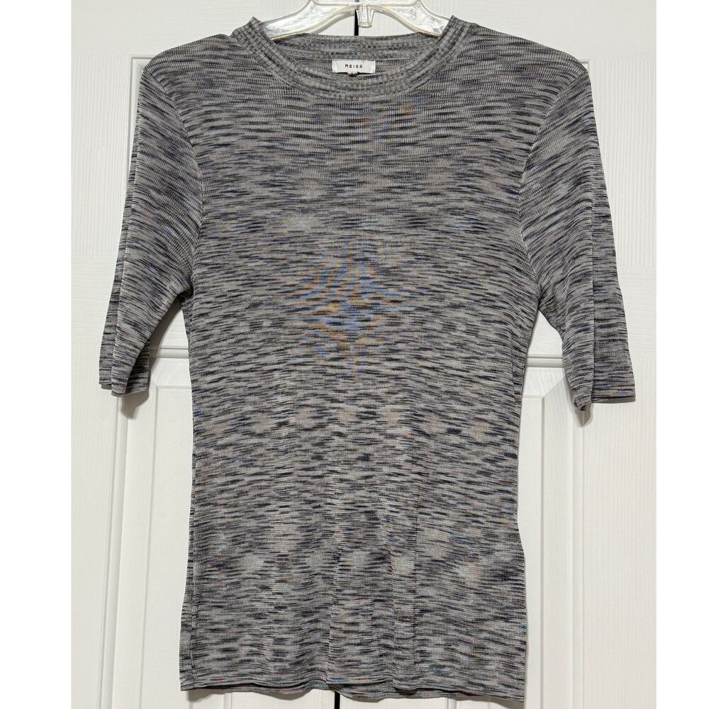 Women's Reiss Gray Marl Knit Crewneck Sweater, Size L